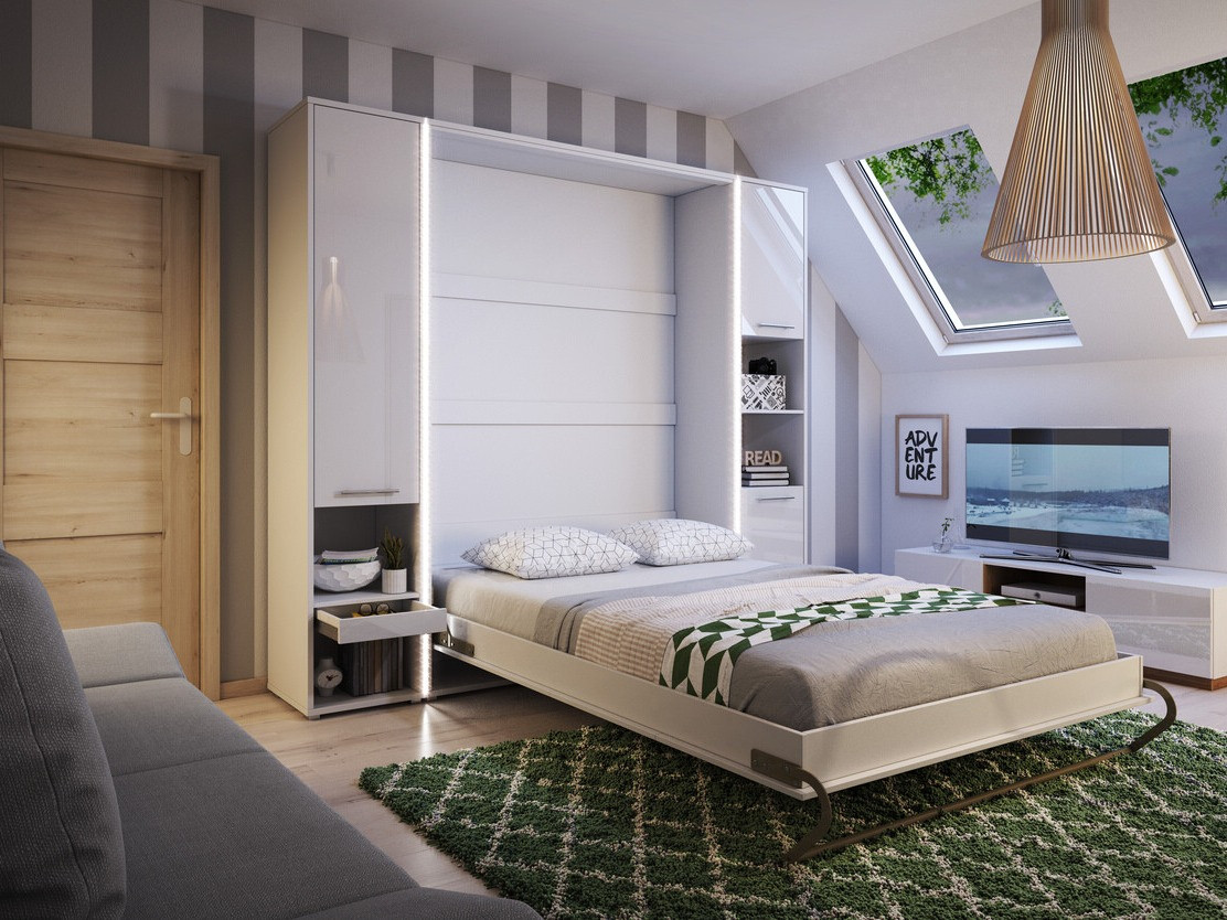 Meubelset Concept Pro Lenart Levfere 144 (Glanzend wit + Wit)