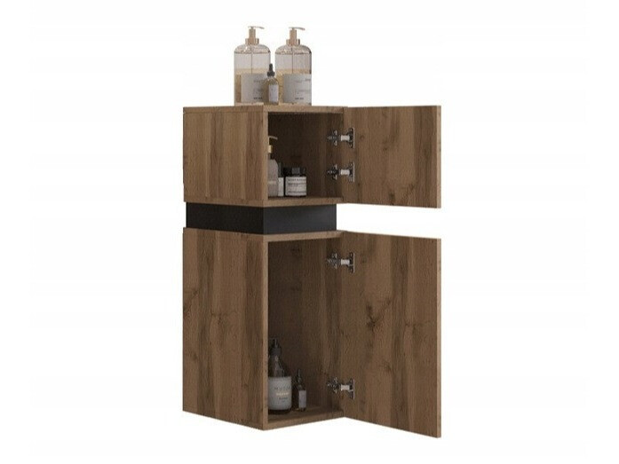 Wand badkamermeubel Hartford C107 (Zwart + Wotan eik)