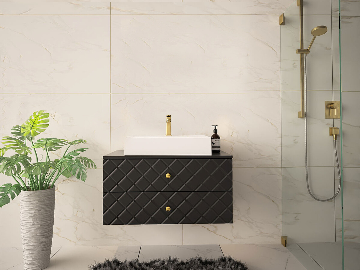 Hangend badkamermeubel voor wastafel Mircalu 100 (Zwart)