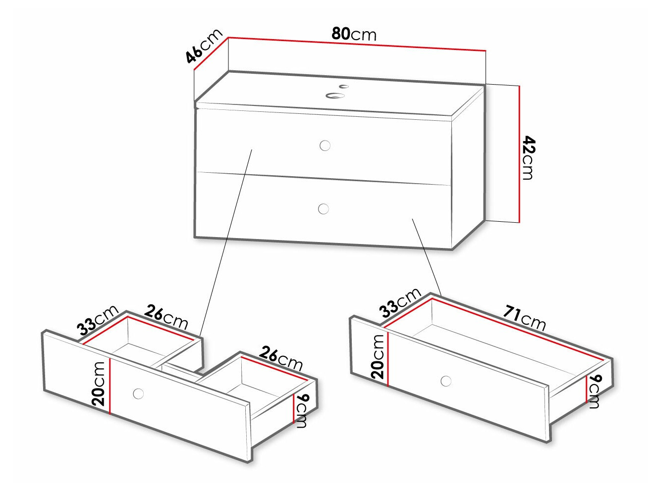Hangend badkamermeubel voor wastafel Mircalu 100 (Zwart)