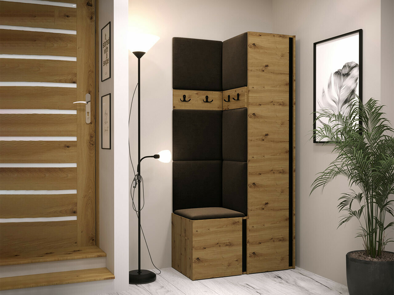 Gangmeubelset Hartford 348 (Artisan eiken + Zwart)