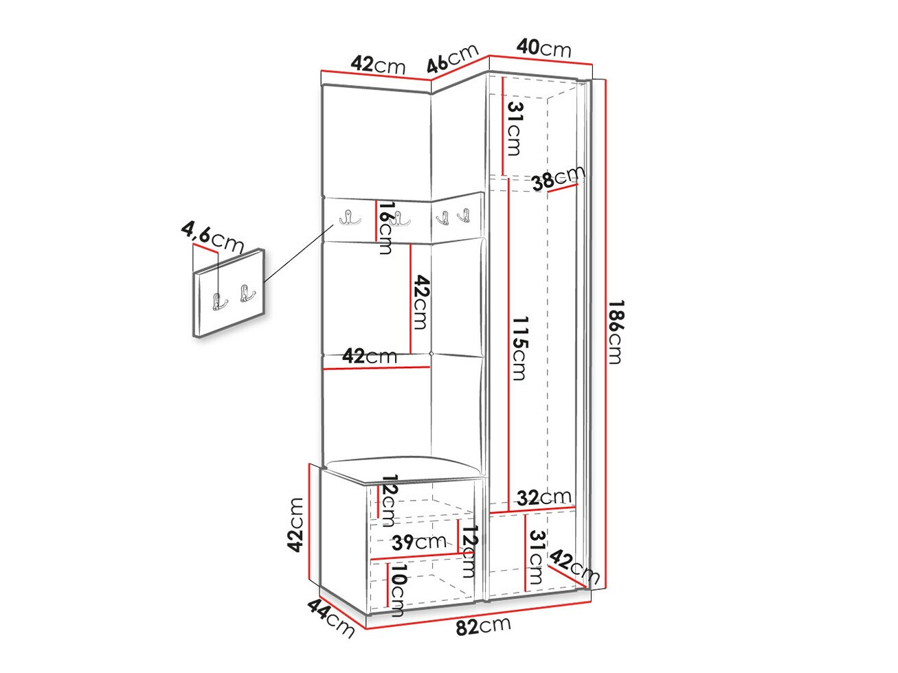 Gangmeubelset Hartford 348 (Grafiet)