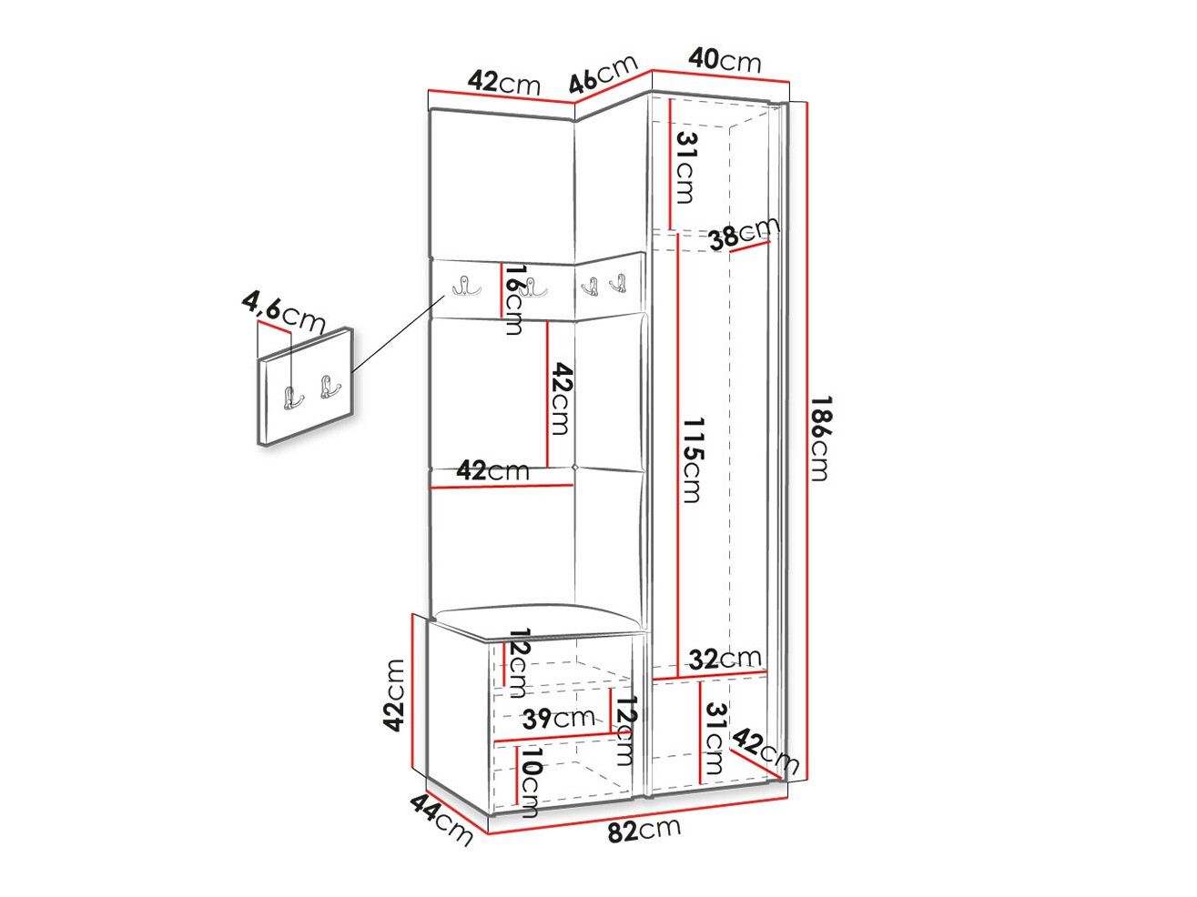 Gangmeubelset Hartford 354 (Artisan eiken + Zwart)