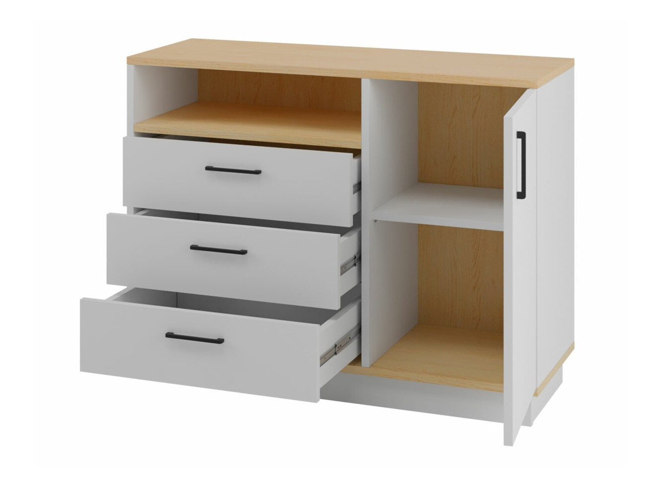 Ladekast Omaha T123 (Licht eiken + Wit)