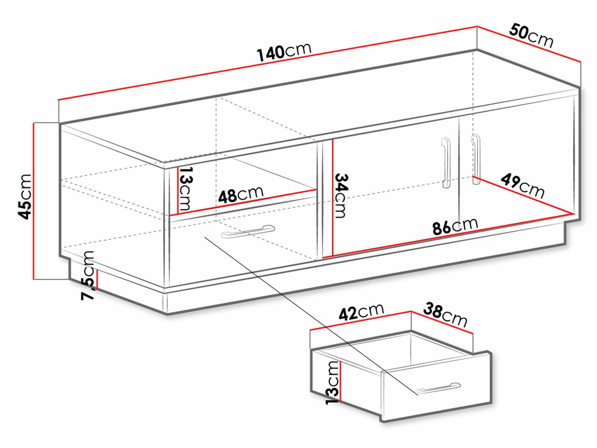 TV-meubel Omaha T108 (Licht eiken)