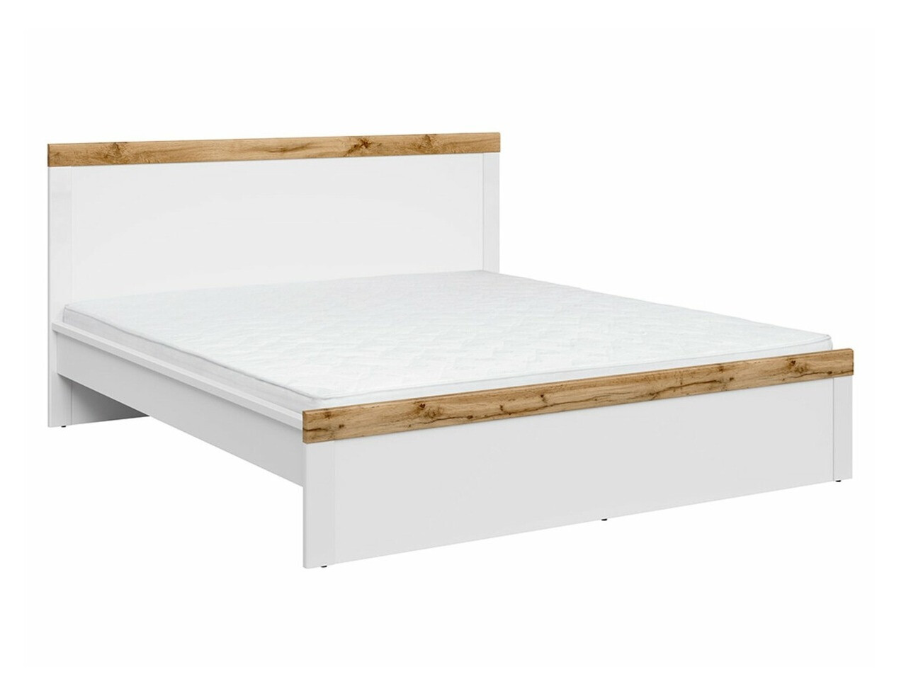 Bed Sonsoru 115 (Wit + Glanzend wit + Wotan eik)