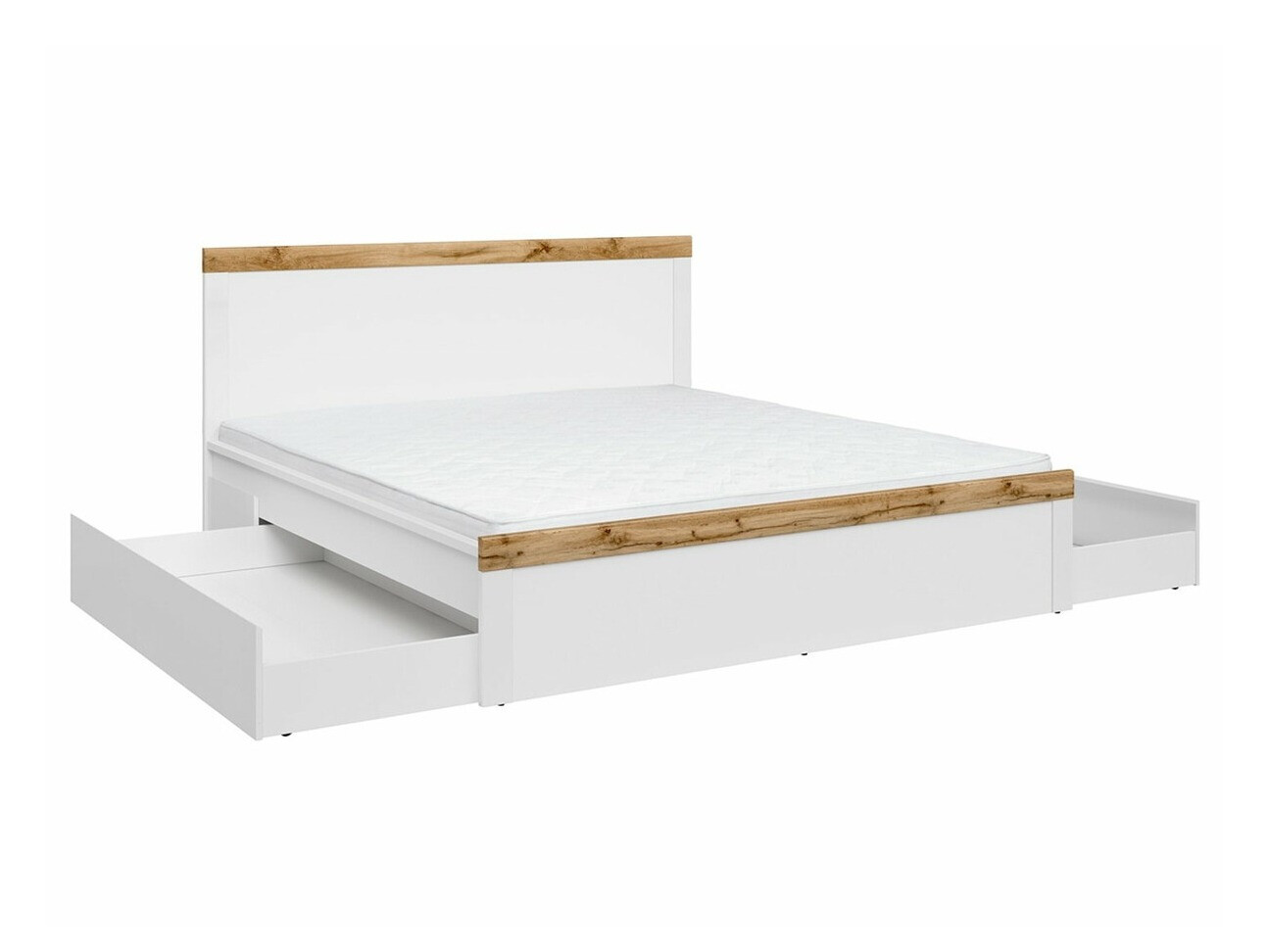 Bed Sonsoru 115 (Wit + Glanzend wit + Wotan eik)