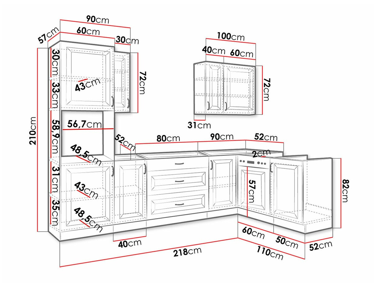 Modulaire keukenset Retro White 148