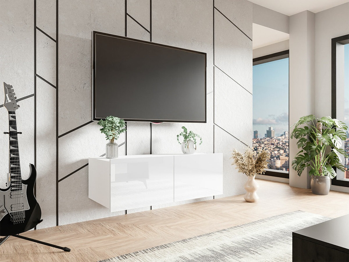 TV-meubel Tivdalu 104 (Wit + Glanzend wit)