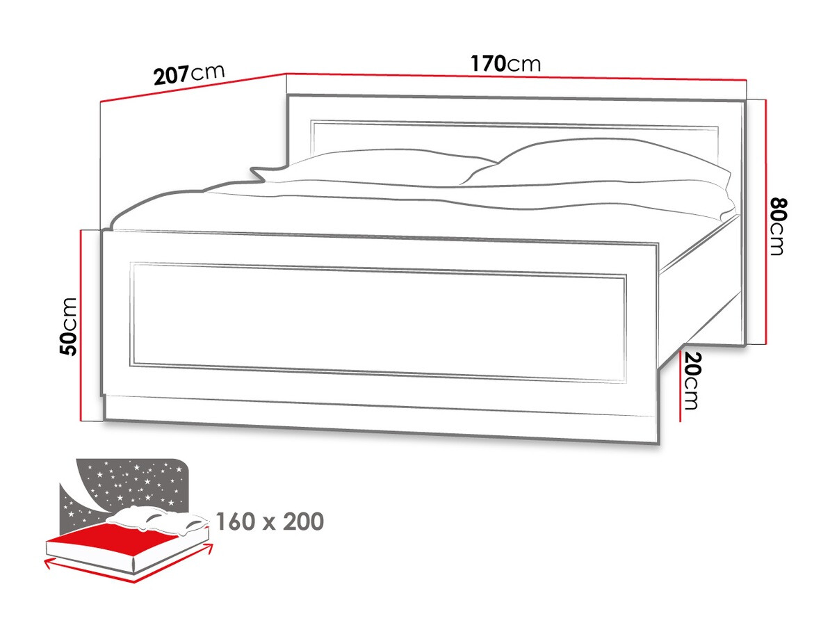 Bed Lircava 115 (Verouderd eiken)