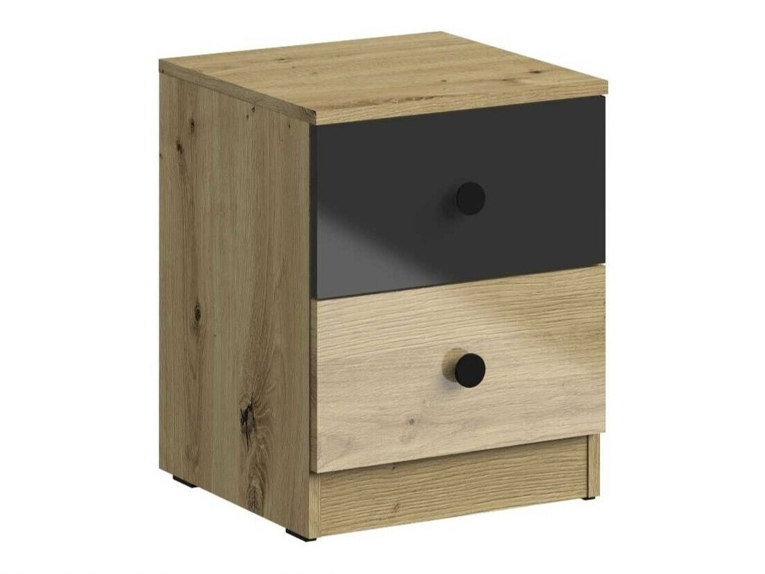 Nachtkastje Mirelbu 108 (Artisan eiken + Glanzend zwart)