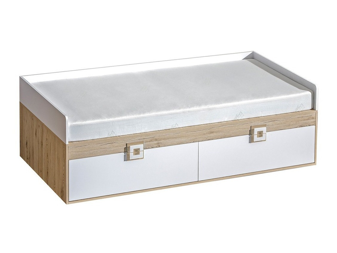 Bed Balvire 113 (Licht eiken + Wit + licht eiken)