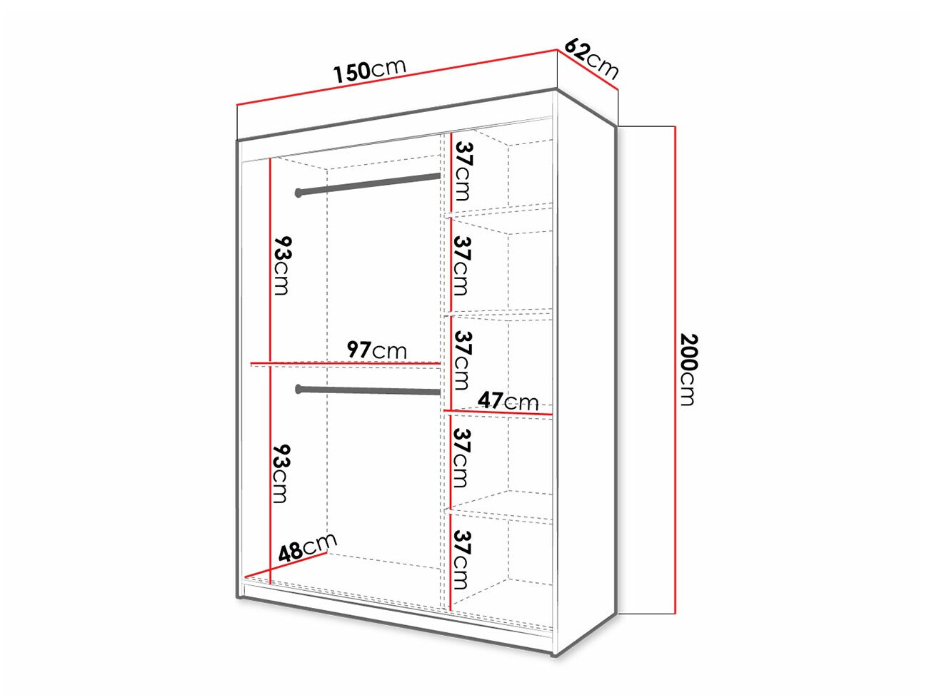 Kledingkast Hartford 399 (Wit)