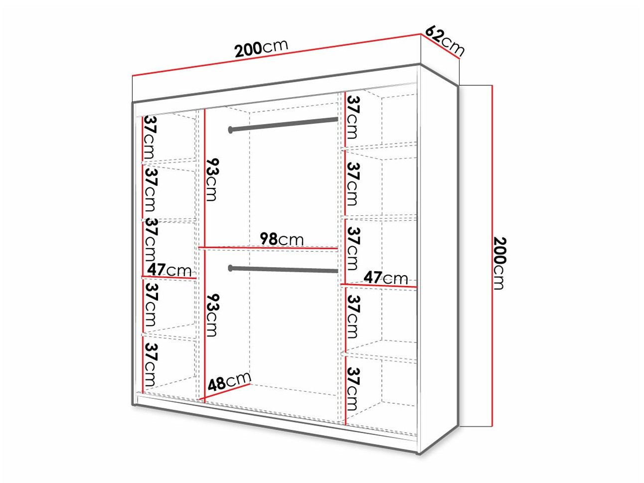 Kledingkast Hartford 400 (Zwart)