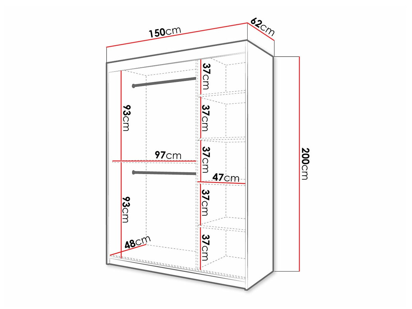 Kledingkast Hartford 402 (Wit)