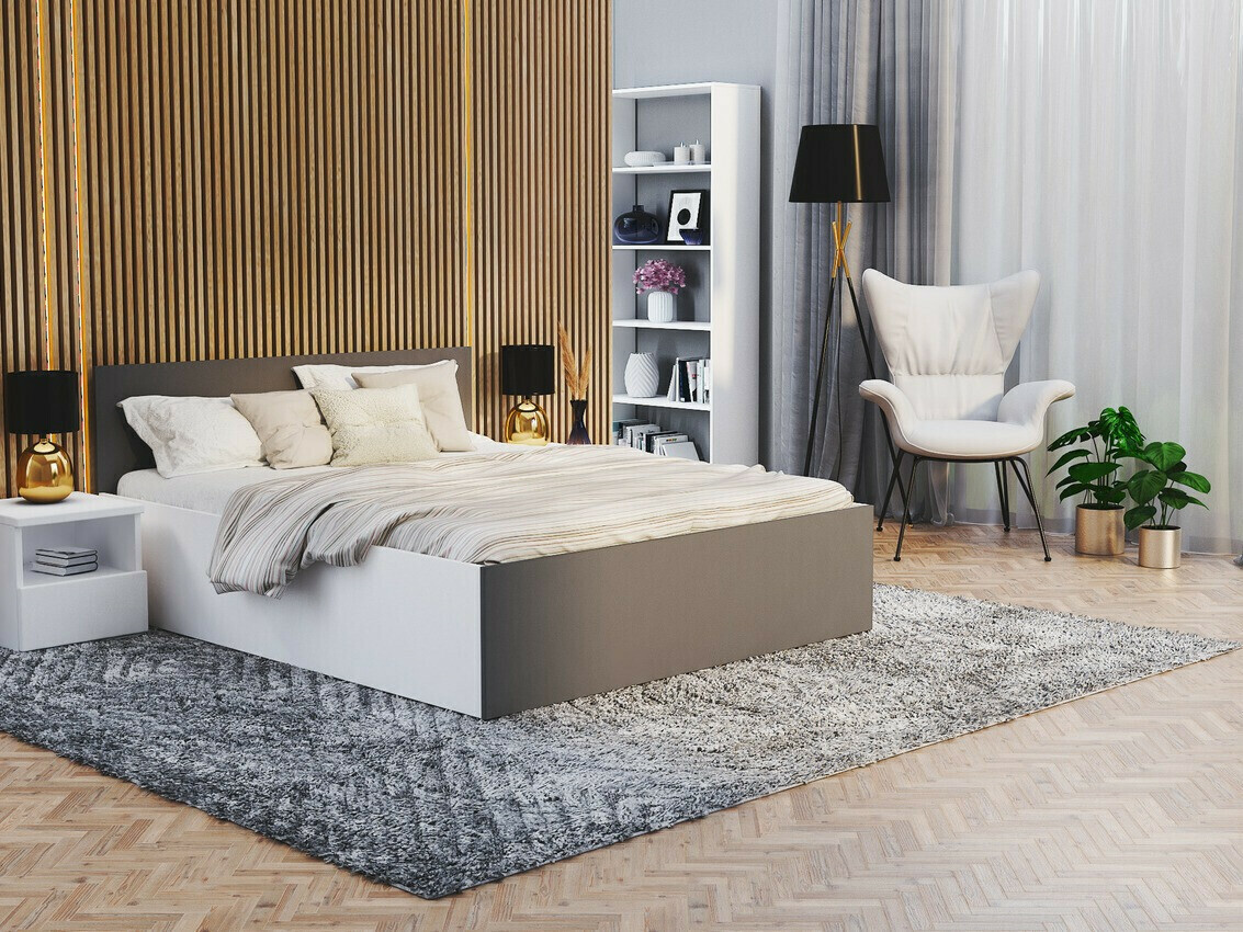 Bed Aurora 145 (Wit + Grijs)