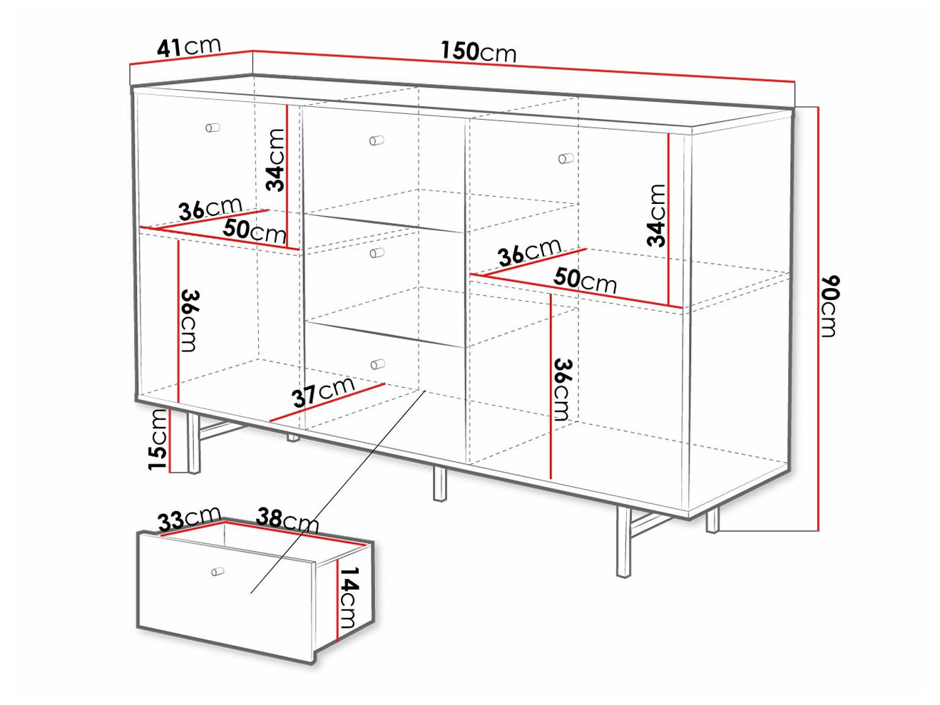 Ladekast Providence T100 (Wit marmer)