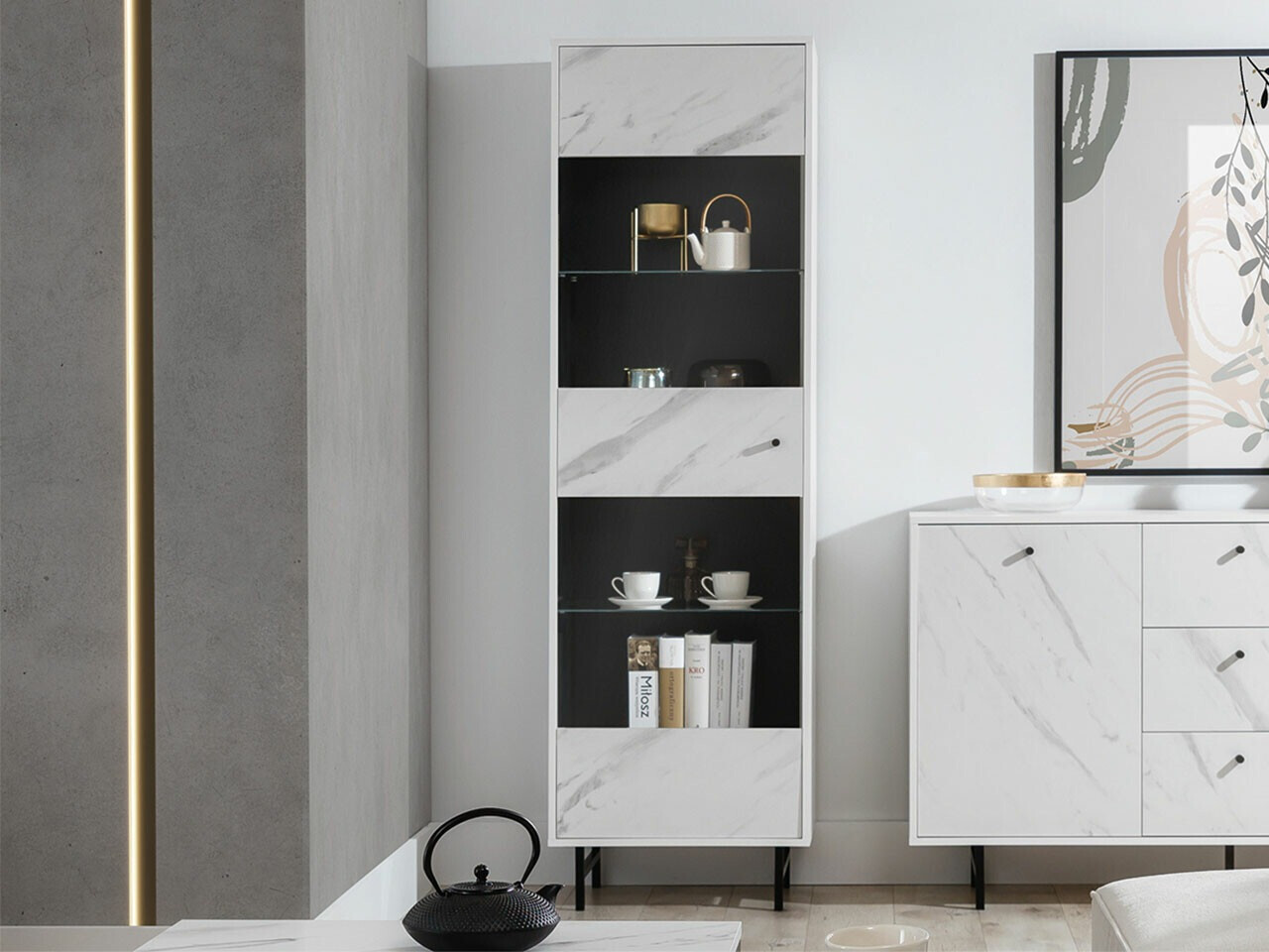 Boekenkast Providence T104 (Wit marmer)