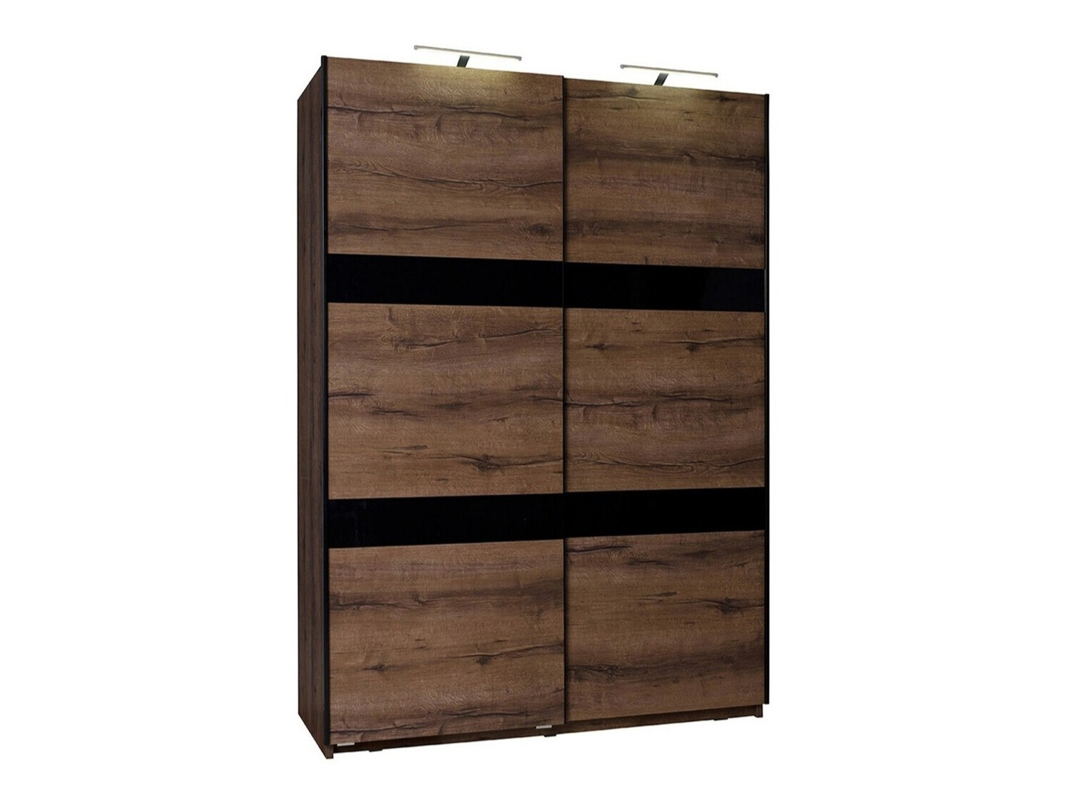 Kledingkast Fivelbo 109 (Klooster eik + Glanzend zwart)