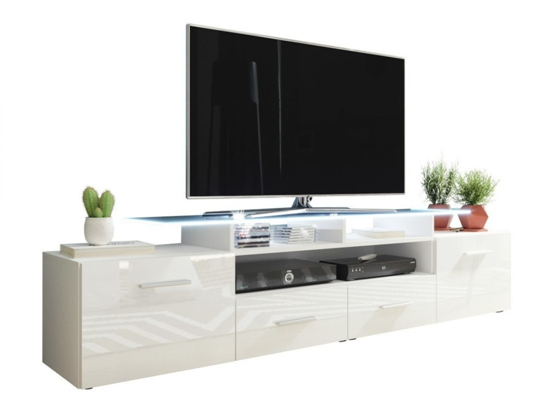 TV-meubel Charlotte 117 (Wit + Glanzend wit)
