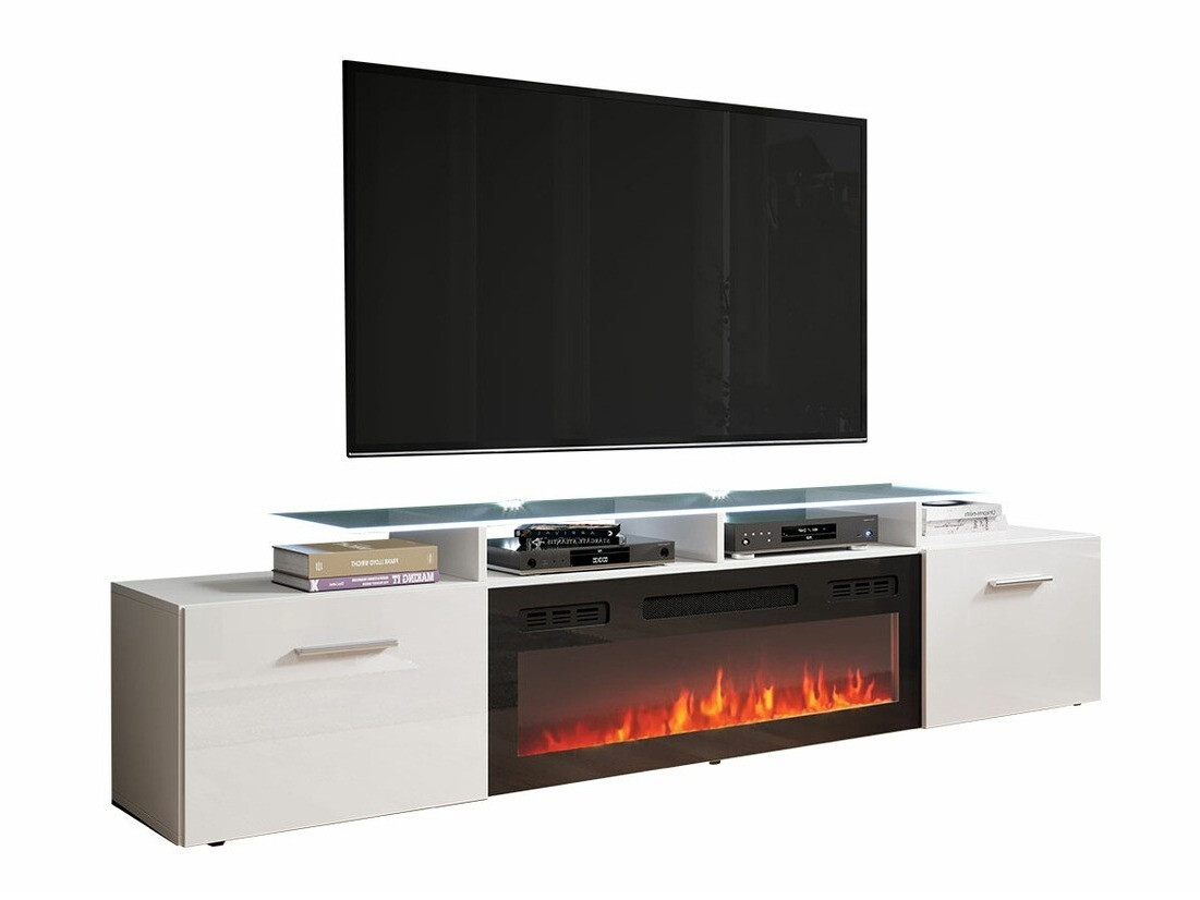 TV-meubel Charlotte 155 (Wit + Glanzend wit)
