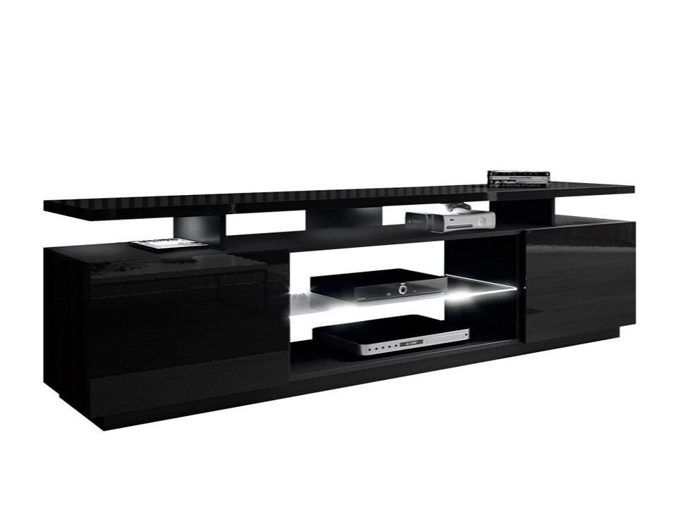 TV-meubel Figura (Zwart + Glanzend zwart)