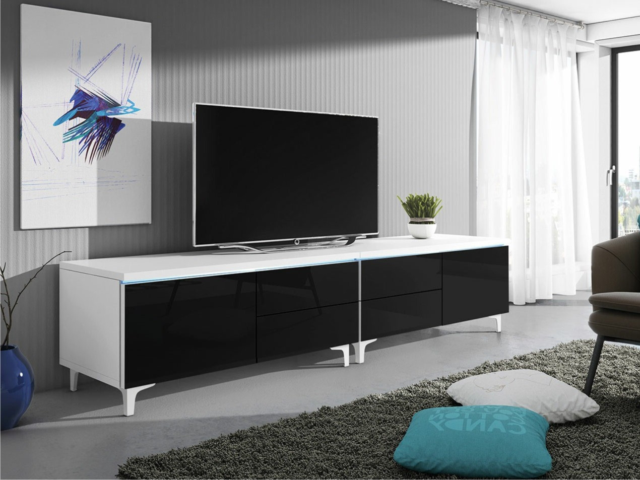 TV-meubel Hortus I (Wit + Glanzend zwart)
