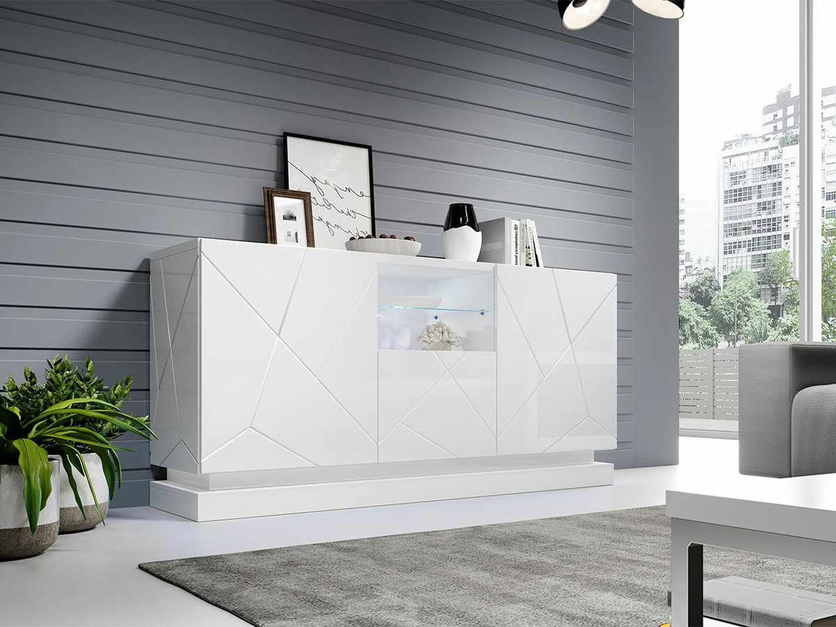 Dressoir Linar (Wit + Glanzend wit)