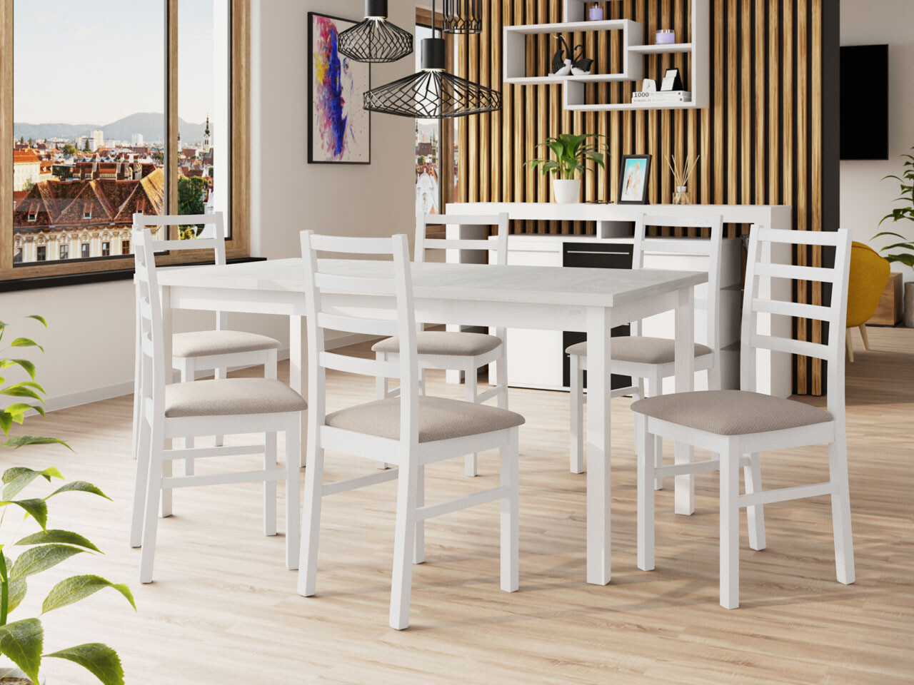 Eetkamerset Victorville 261 (Wit)