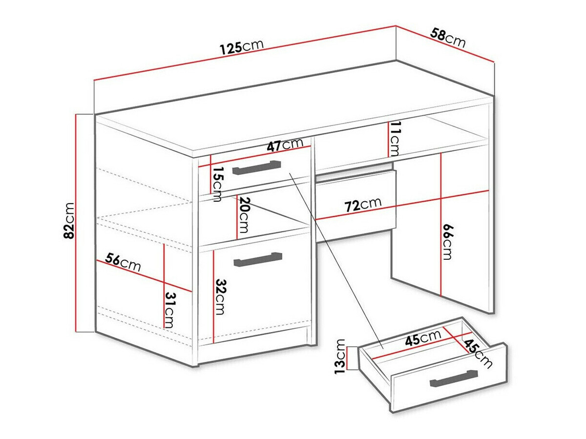 Bureau Dortivu 158 (Wit)