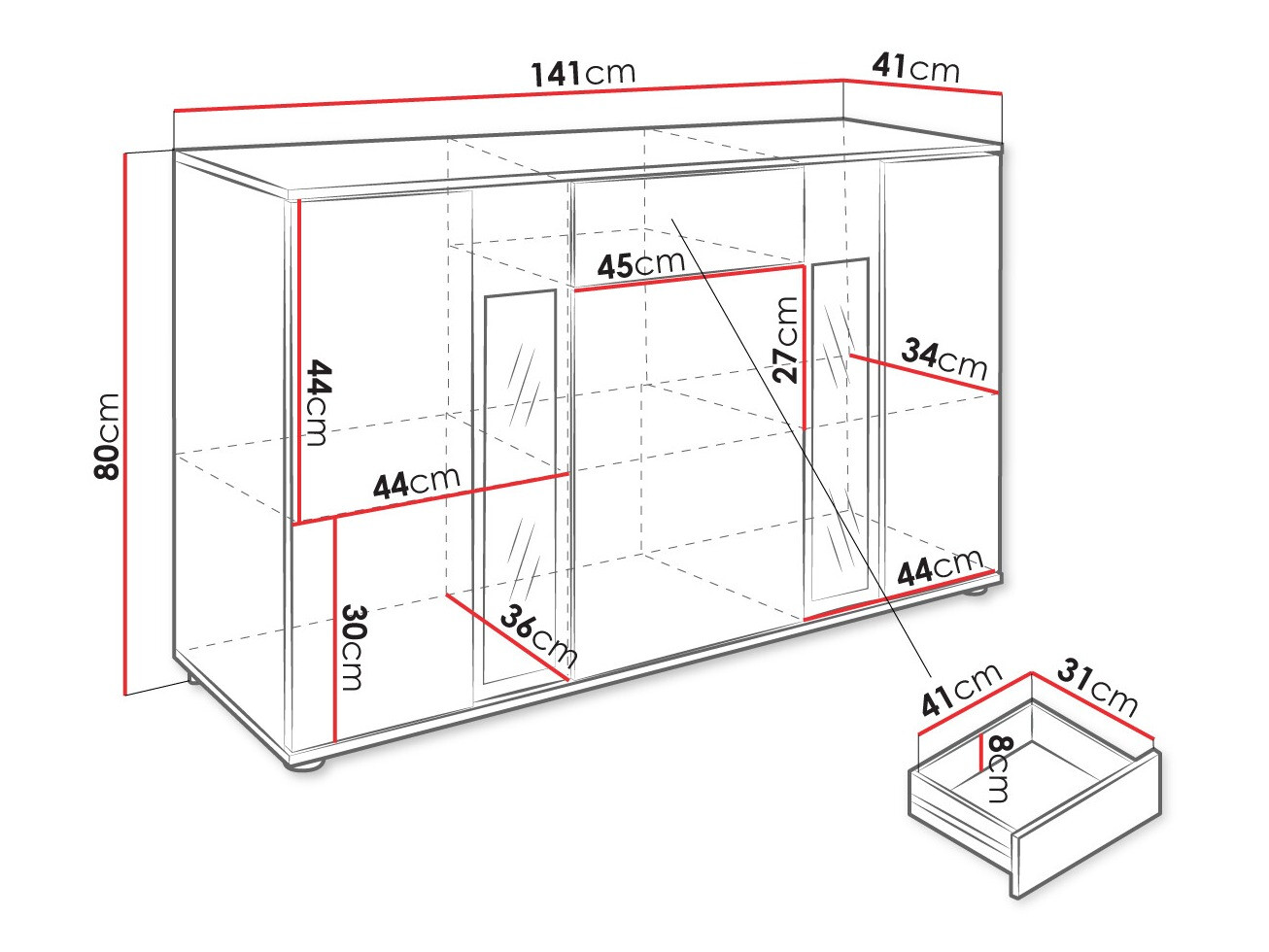 Ladekast Tucson 168 (Wit)