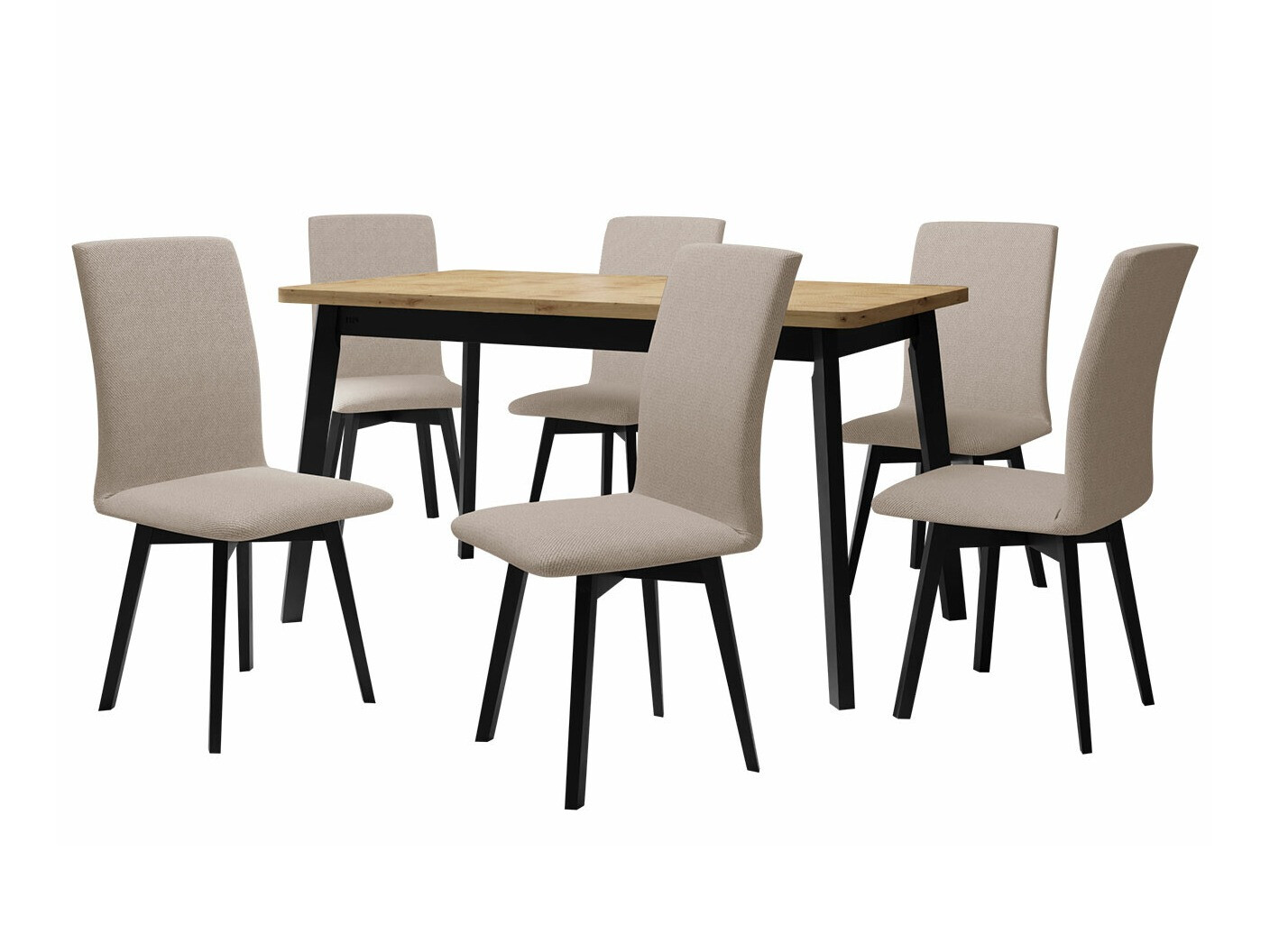 Eetkamerset Victorville 292 (Artisan eiken + Zwart)