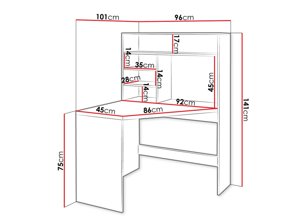 Hoekbureau Bedford 101 (Wit)
