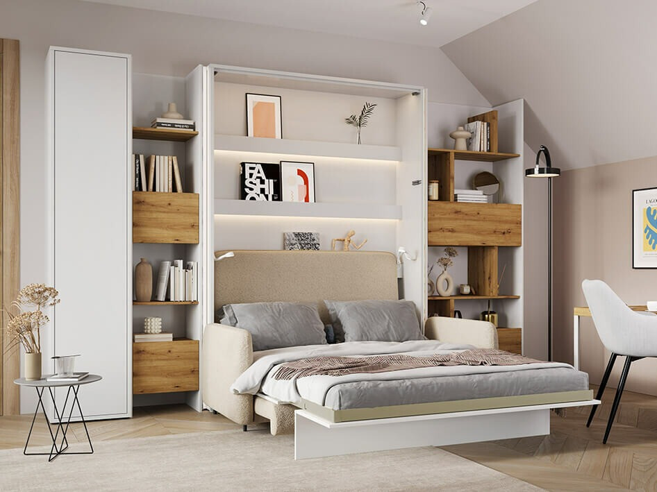 Boekenkast Concept Pro Lenart Levfere 147 (Wit + Artisan eiken)