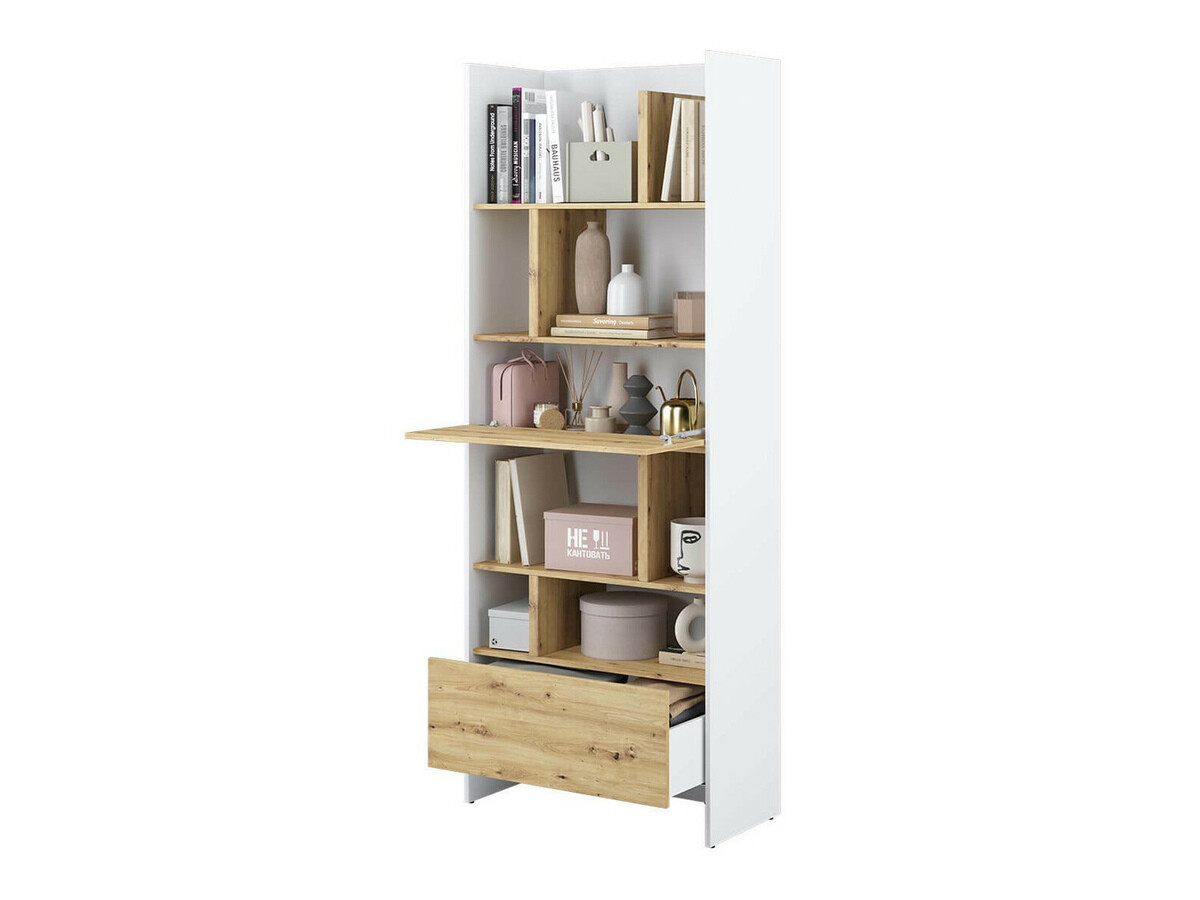 Boekenkast Concept Pro Lenart V (Wit + Artisan eiken)