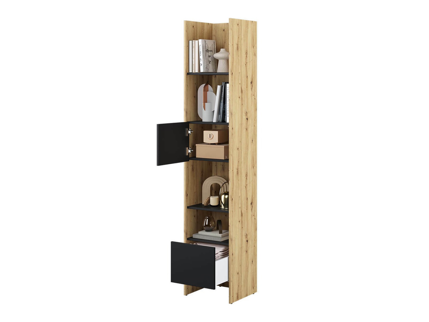 Boekenkast Concept Pro Lenart VI (Artisan eiken + Zwart)
