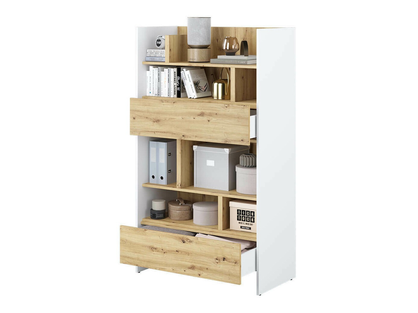 Boekenkast Concept Pro Lenart X (Wit + Artisan eiken)