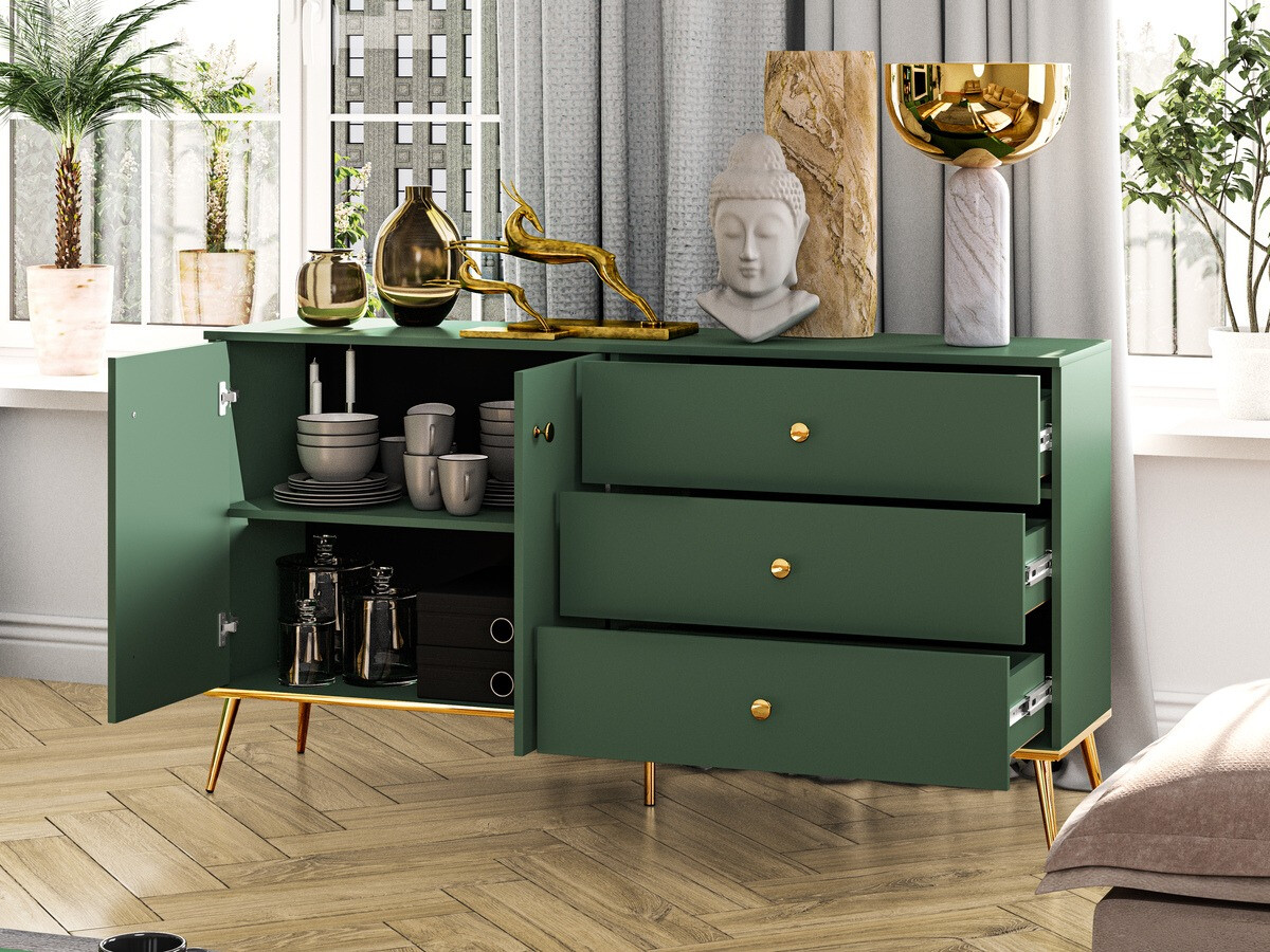 Ladekast Flonovu 102 (Donkergroen + Gouden)