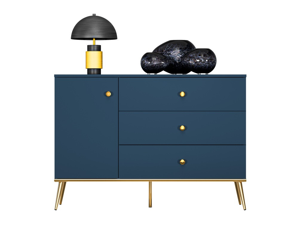 Ladekast Flonovu 103 (Donkerblauw + Gouden)