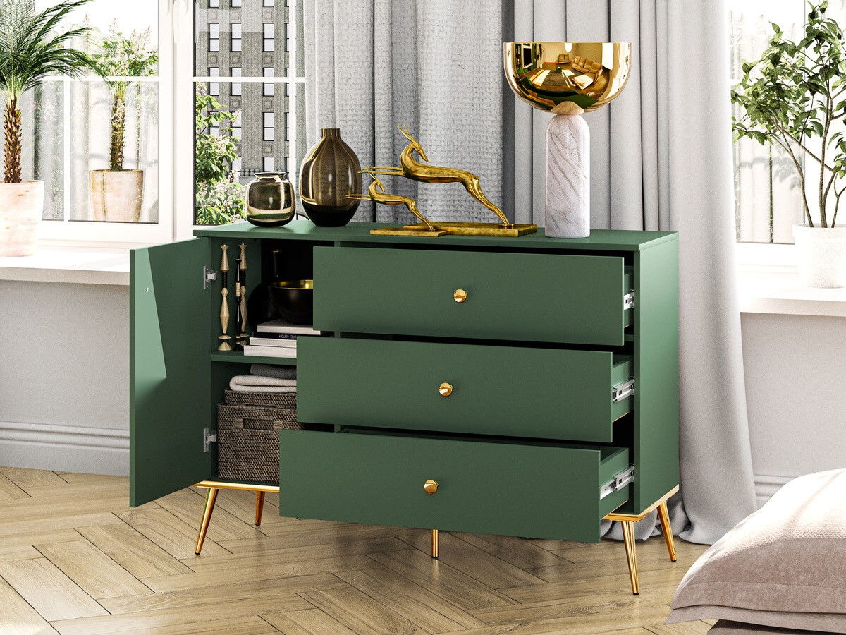 Ladekast Flonovu 103 (Donkergroen + Gouden)