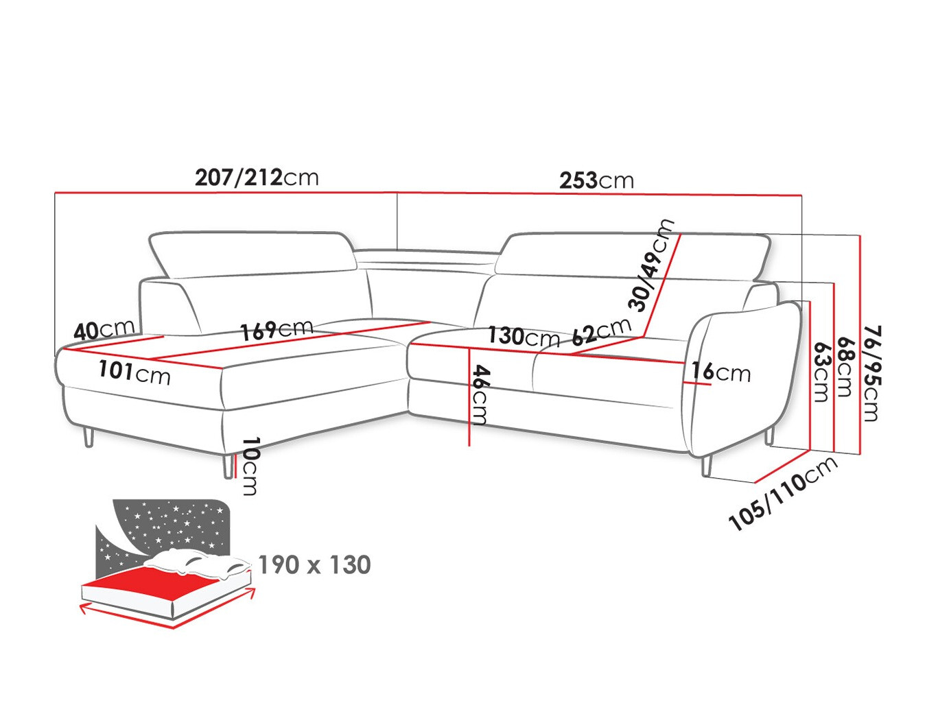 Hoekbank Lincoln 177 (Neve 97)