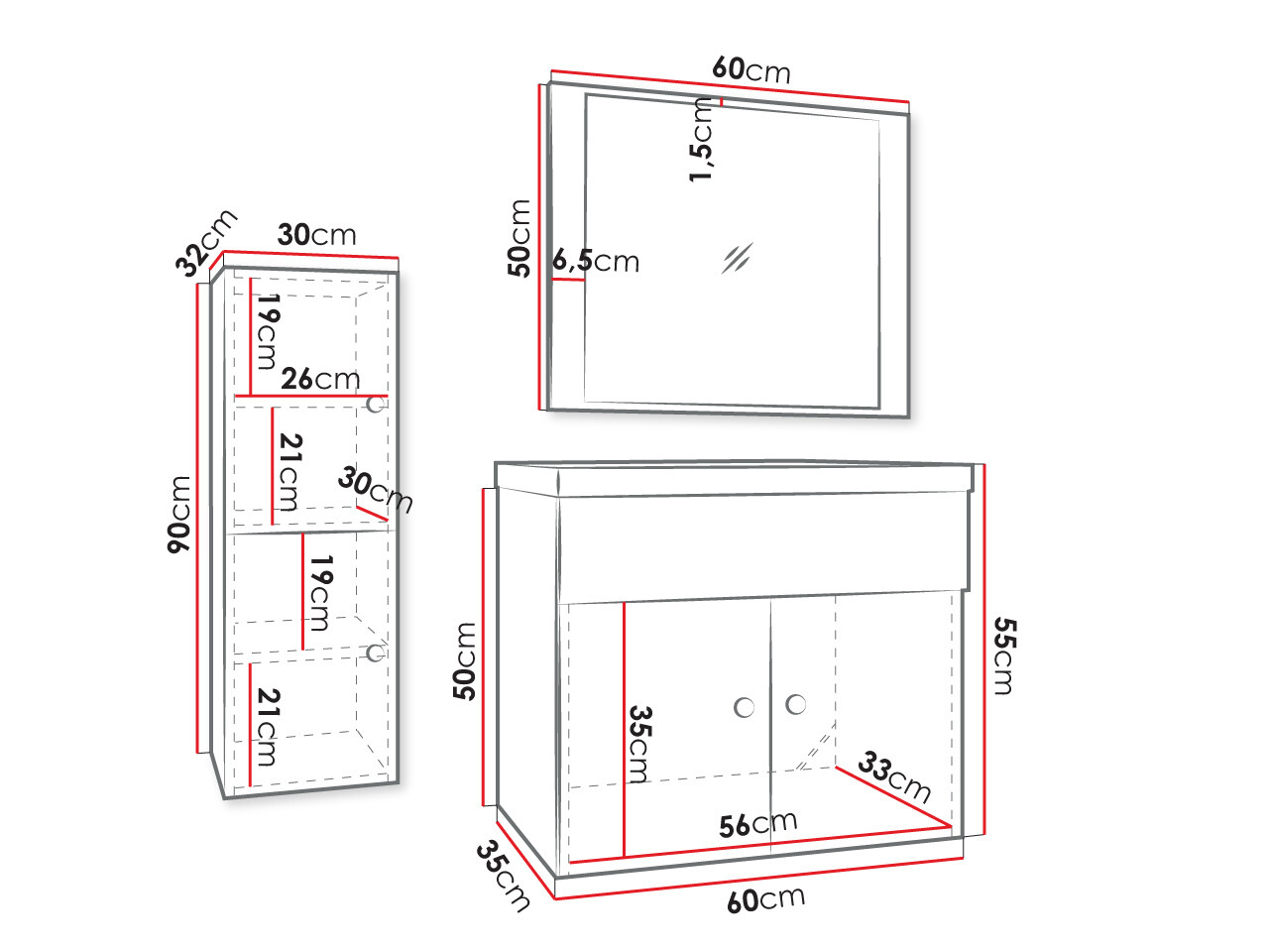 Badkamerset Hartford J101 (Zwart)