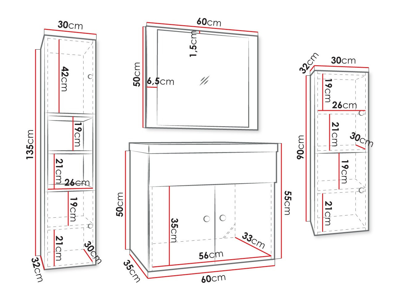 Badkamerset Hartford J104 (Wit)