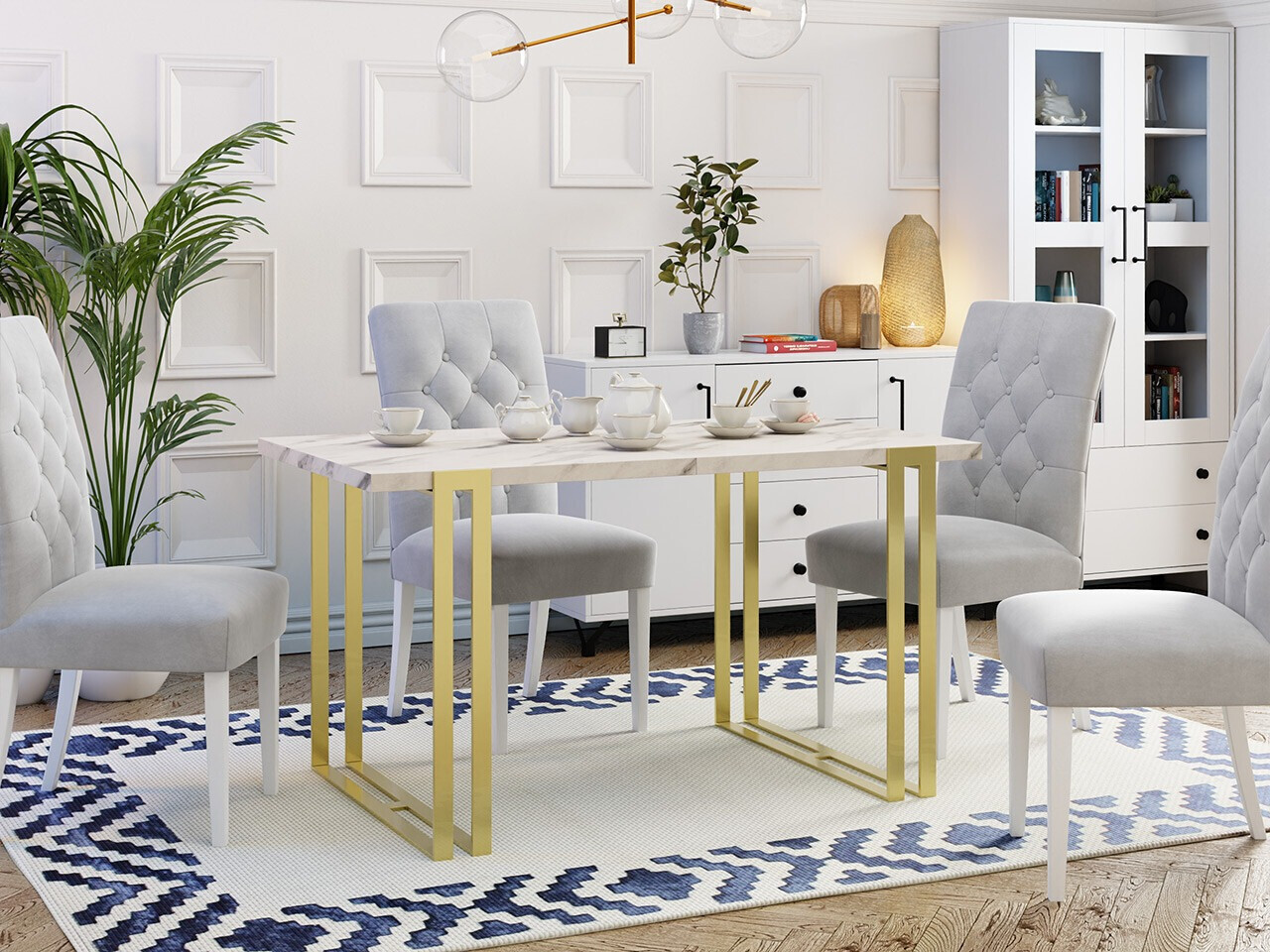 Tafel Comfivo Sors (Wit Marmuro + Gouden)