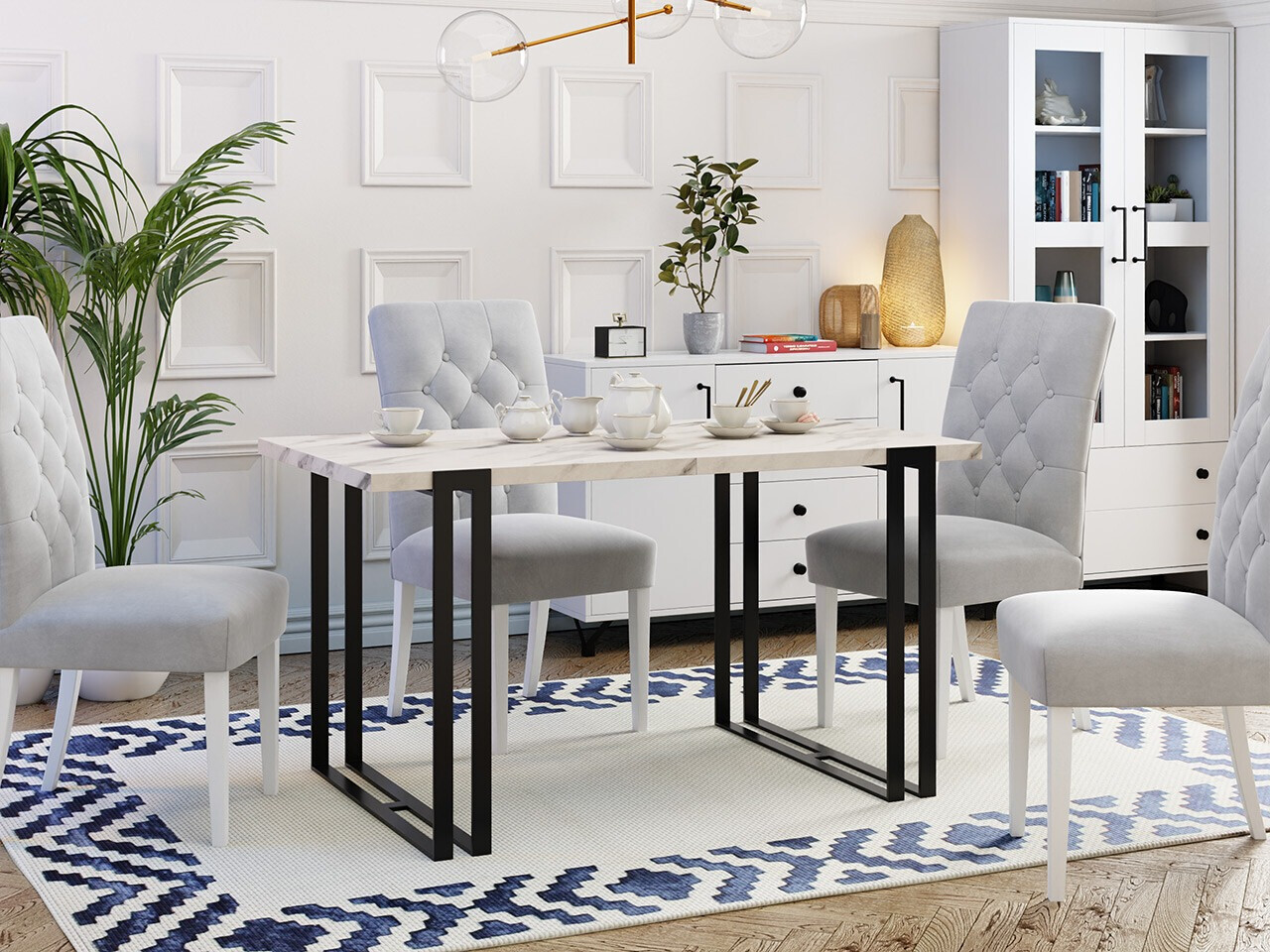 Tafel Comfivo Sors (Wit Marmuro + Zwart)