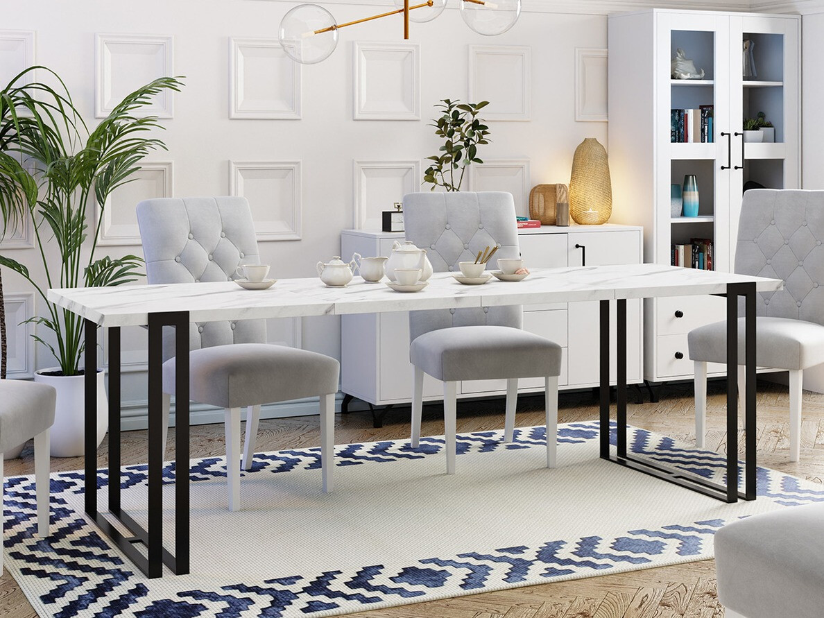 Tafel Comfivo Sors (Wit Marmuro + Zwart)