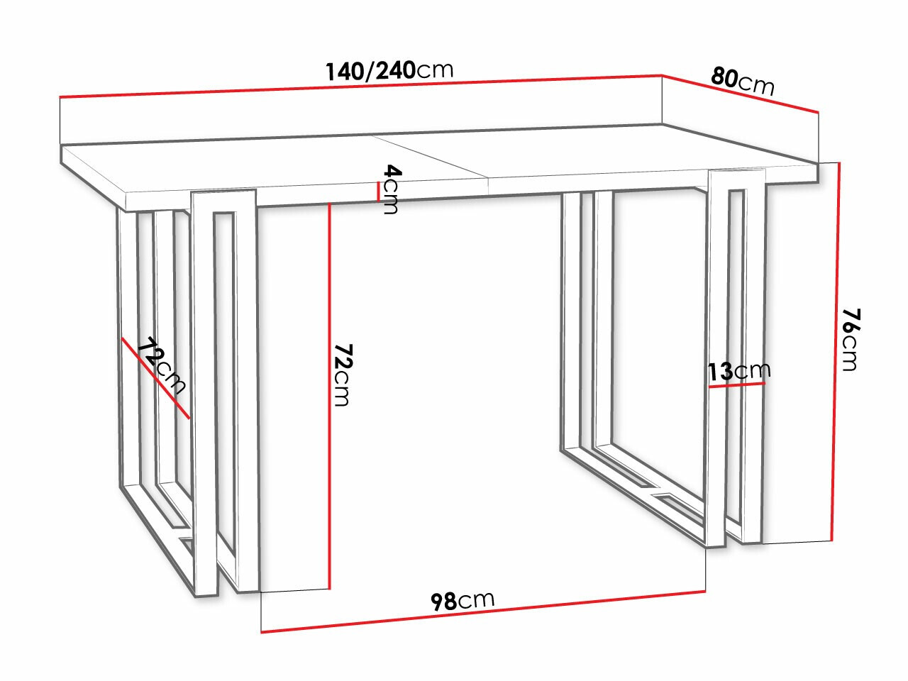 Tafel Comfivo Sors (Wit Marmuro + Zwart)