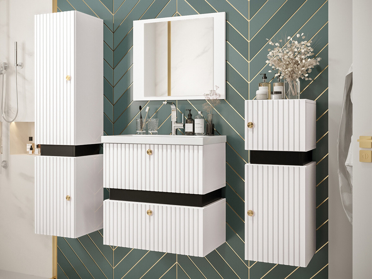 Wand badkamermeubel Hartford K100 (Wit + Zwart)