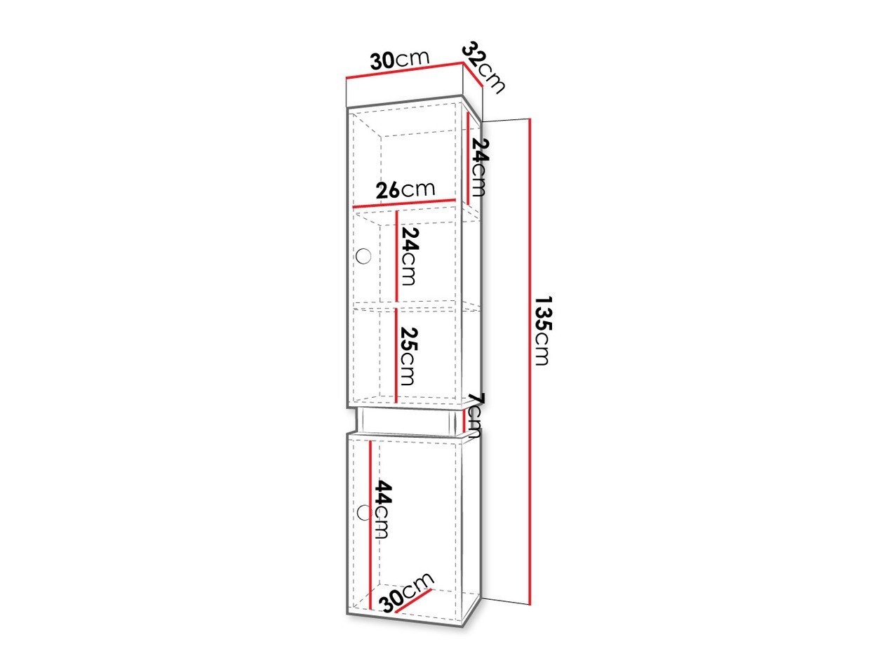 Wand badkamermeubel Hartford K100 (Wit + Zwart)