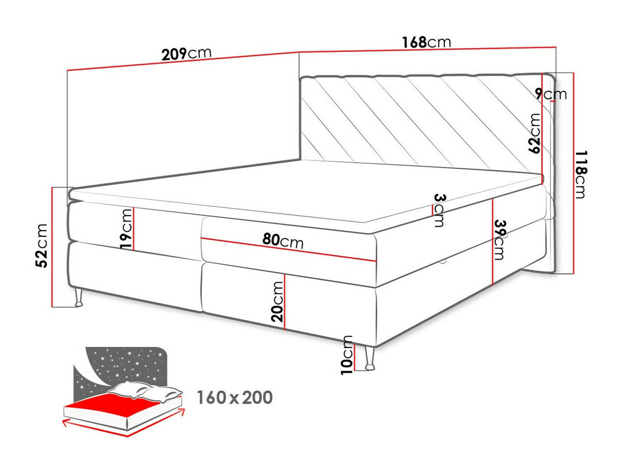Boxspring ComfiDream 176 (Fresh 1)